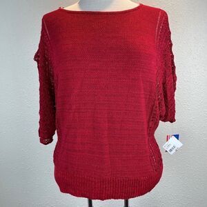 NWT JW Style Red Sweater Top Size S
